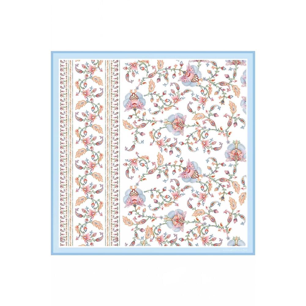 NEW JESSIE ZHAO women's baroque blossom double sided silk scarf in blue